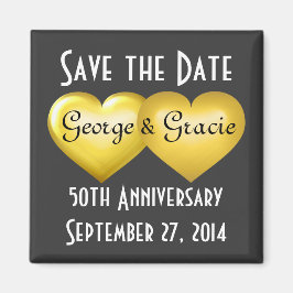 Save the Date Gold Hearts 50 Jahre Magnet