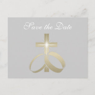Save the Date Gold Hochzeiten und Cross Ankündigungspostkarte