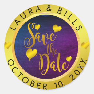 Save the Date Gold Liebe Glitzer Hochzeit Runder Aufkleber