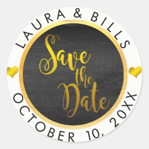Save the Date Gold Liebe Glitzer Hochzeit Runder Aufkleber