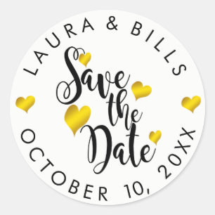 Save the Date Gold Liebe Glitzer Hochzeit Runder Aufkleber