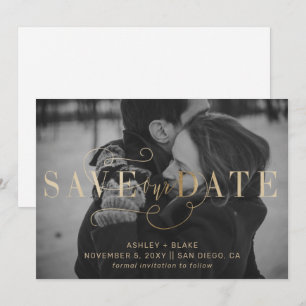 Save The Date Gold Modern Design manuscrit photo de calligraphie