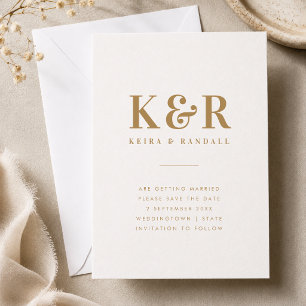 Save The Date   Gold Monogram Hochzeitsankündigung