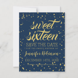 Save The Date Gold Navy Sweet 16 Date de sauvegarde Parties scin