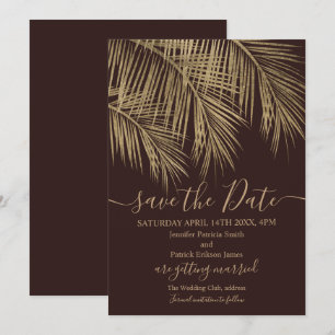 Save The Date Gold palm feuille tropicale rouge enregistrer la d