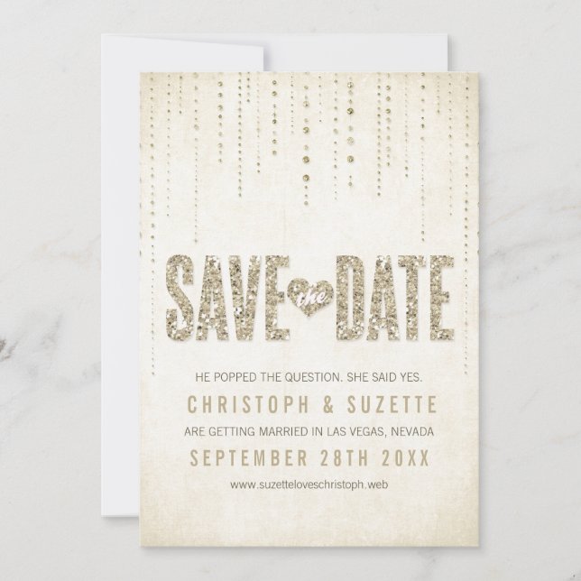 Save The Date Gold Parties scintillant Look Enregistrer La Date  (Devant)