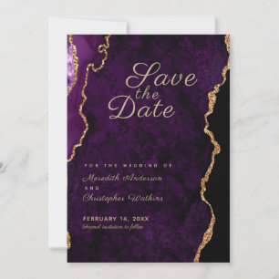 Save The Date Gold Parties scintillant Purple Agate Enregistrer