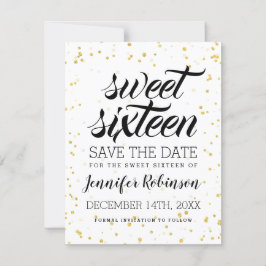 Save The Date Gold Parties scintillant Sparkle Confetti Sweet 16