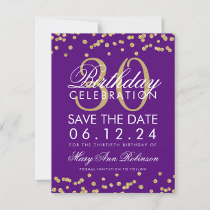 Save The Date Gold Purple Date de sauvegarde 30e Anniversaire Co