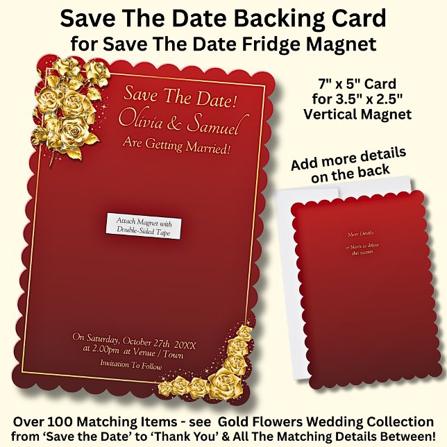 Save The Date - Gold Roses, Magnet Backing Card (Von Creator hochgeladen)