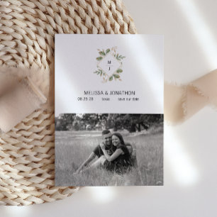 Save The Date Gold Sage Green Floral Ajouter l'image Enregistrer