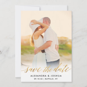 Save The Date Gold Script Photo Enregistrer la date à Faux Foil