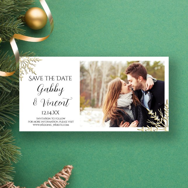 Save The Date Gold Snowflakes Mariage d'hiver Enregistrer la dat (Créateur téléchargé)