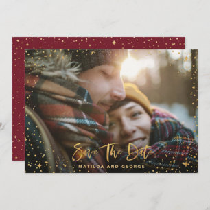 Save The Date Gold stars script photo mariage moderne enregistre