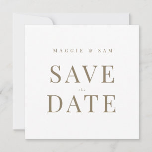 Save The Date Gold Text Blanc Contemporary Carré Enregistrer la 