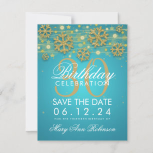 Save The Date Gold Turquoise 30e anniversaire Enregistrer la dat