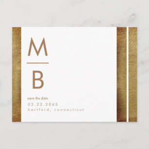 Save the Date Gold und Weiß für zeitgenössische Mo Postkarte