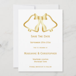 Save The Date Gold Wedding Enregistrer Les Cloches Et Le Ruban D