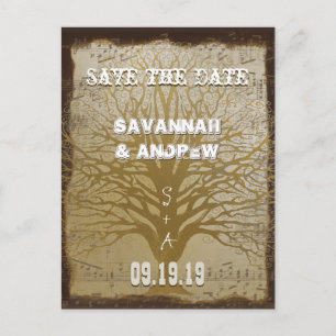 Save the Date Gold Wirbel Tree Ankündigungspostkarte