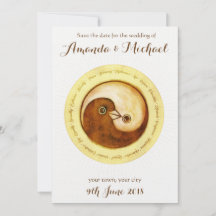 SAVE THE DATE Gold YinYang taucht Hochzeitskarte