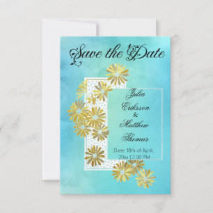Save The Date Golden Daisy Dream Elégance Romance Vintage Chic
