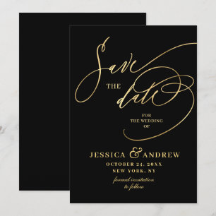 Save The Date Golden Elegant Calligraphie Mariage Enregistrer la