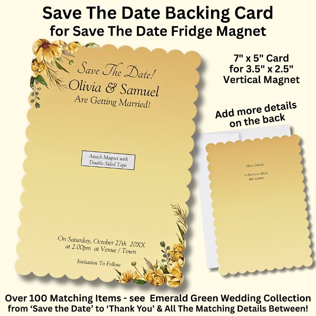 Save The Date - Golden Flowers Magnet Backing Card (Von Creator hochgeladen)