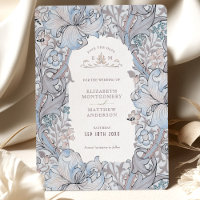 Save the Date Golden Lily Sky Blue William Morris