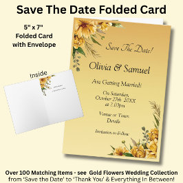 Save The Date Golden Yellow Flower Folded Karte