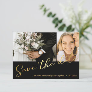 Save the Date goldene handgeschriebene Hochzeitsco Mitteilungskarte