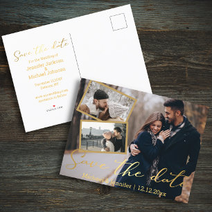 Save the Date goldene Hochzeit 3 Foto Collage Ankündigungspostkarte