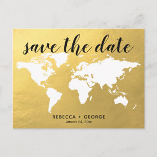 Save the Date goldene schicke Hochzeit in Urlaubso Ankündigungspostkarte