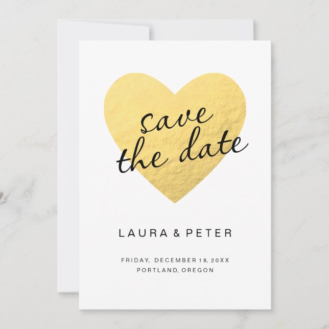 Save the Date | goldenes Herz (Vorderseite)
