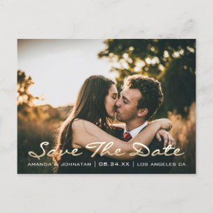 Save the Date goldenes Skript-Foto-graues Grau Postkarte
