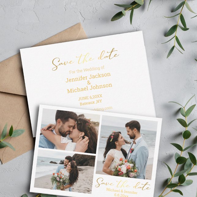 Save the Date Goldkalligraphie Mitteilungskarte (Von Creator hochgeladen)