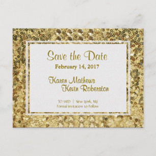 Save the Date   GoldSequins Ankündigungspostkarte