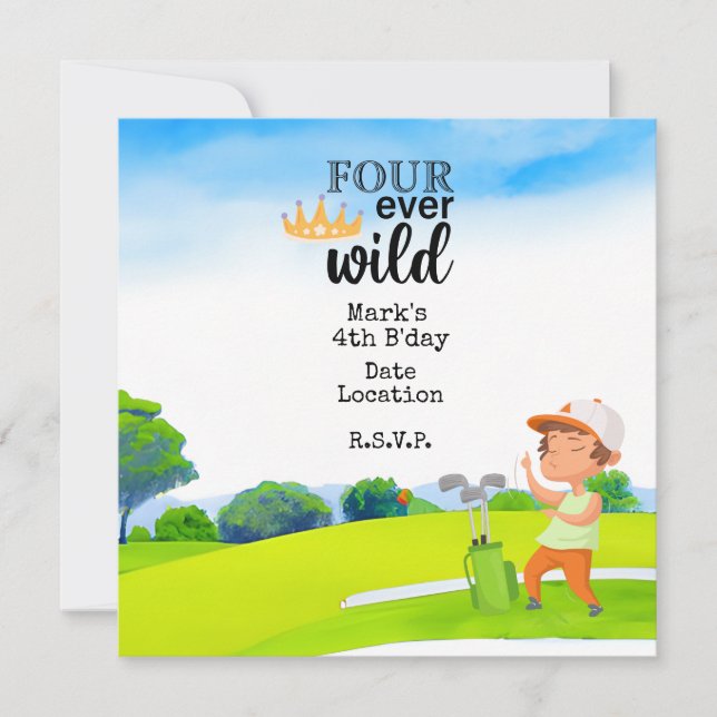 Save The Date Golf 4e année quatre ans jamais sauvage Anniversai (Devant)
