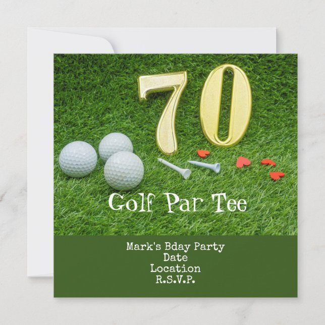 Save The Date Golf 70e anniversaire Golf Par Tee party Invitatio (Devant)