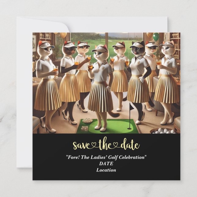 Save The Date Golf Par tee Jeu de golfeurs de femmes enregistrer (Devant)