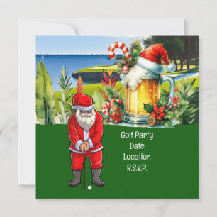 Save The Date Golf Par tee party Santa Claus Christmas Hawaii
