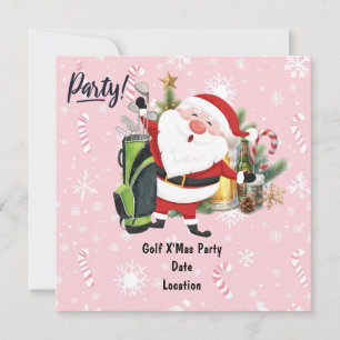 Save The Date Golf Santa Claus en arrière - plan rose
