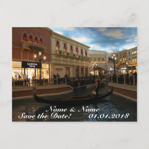 Save the Date Gondola Ride, die Venezianische Post Ankündigungspostkarte