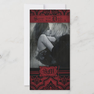 Save The Date Goth Red et Black Damask Goth Enregistrer la date