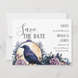 Save The Date Gothique Boho Floral Raven & Rose Handfasting