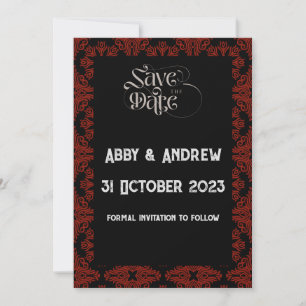 Save The Date Gothique Enregistrer la date Mariage Card - Texte 