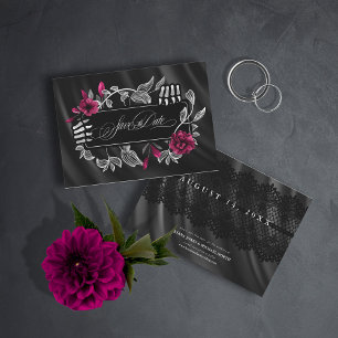Save The Date Gothique Hallomariage Dentelle squelettique Bourgo
