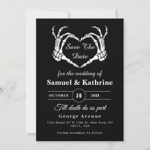 Save The Date Gothique Romantique Squelette main Halloween Maria