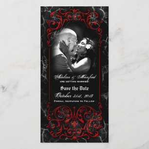 Save The Date Gothique victorien Éffrayant rouge personnalisé En