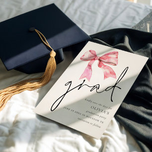 Save The Date Grad de graduation Pink Bow Enregistrer la date