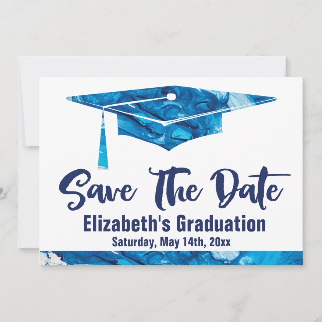 Save The Date Graduation Enregistrer La Date Simple Élégante Aqu (Devant)